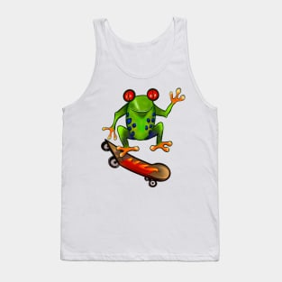 Cute Funny Frog Red eyed tree Frog on a skateboard Froggy toad toads Skating Frogs for Frog lovers Tank Top